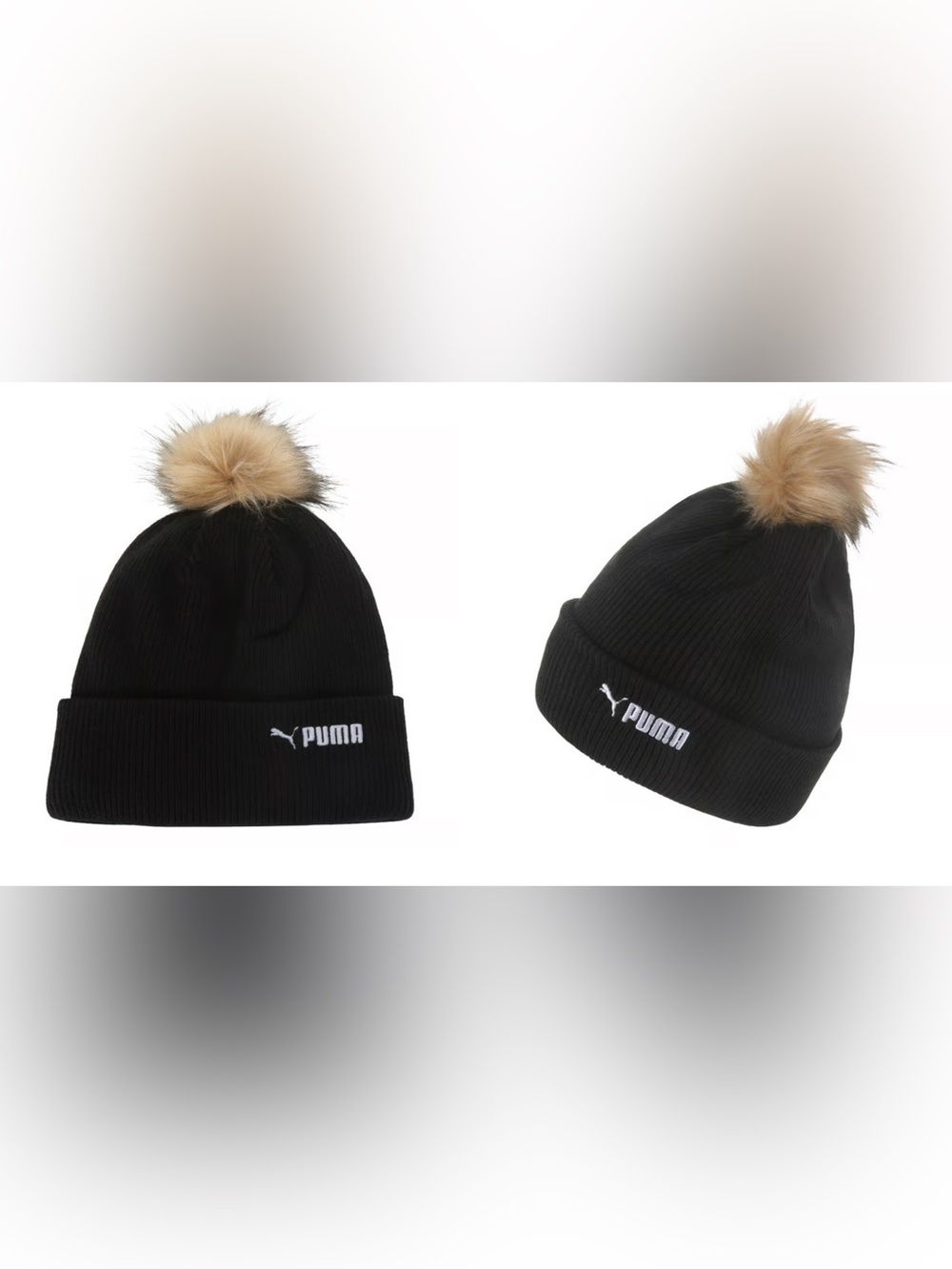 NWT Puma Cold Weather Beanie, faux fur pom-pom on top, One Size.